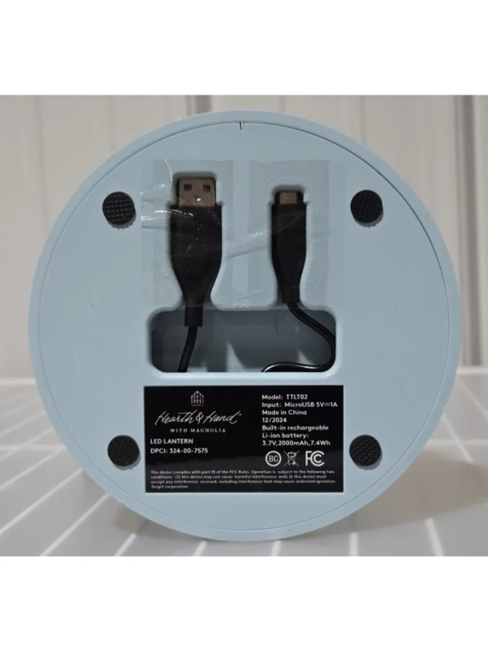 Hearth & Hand Portable LED Rechargeable Table or Hanging Baby Blue Lantern